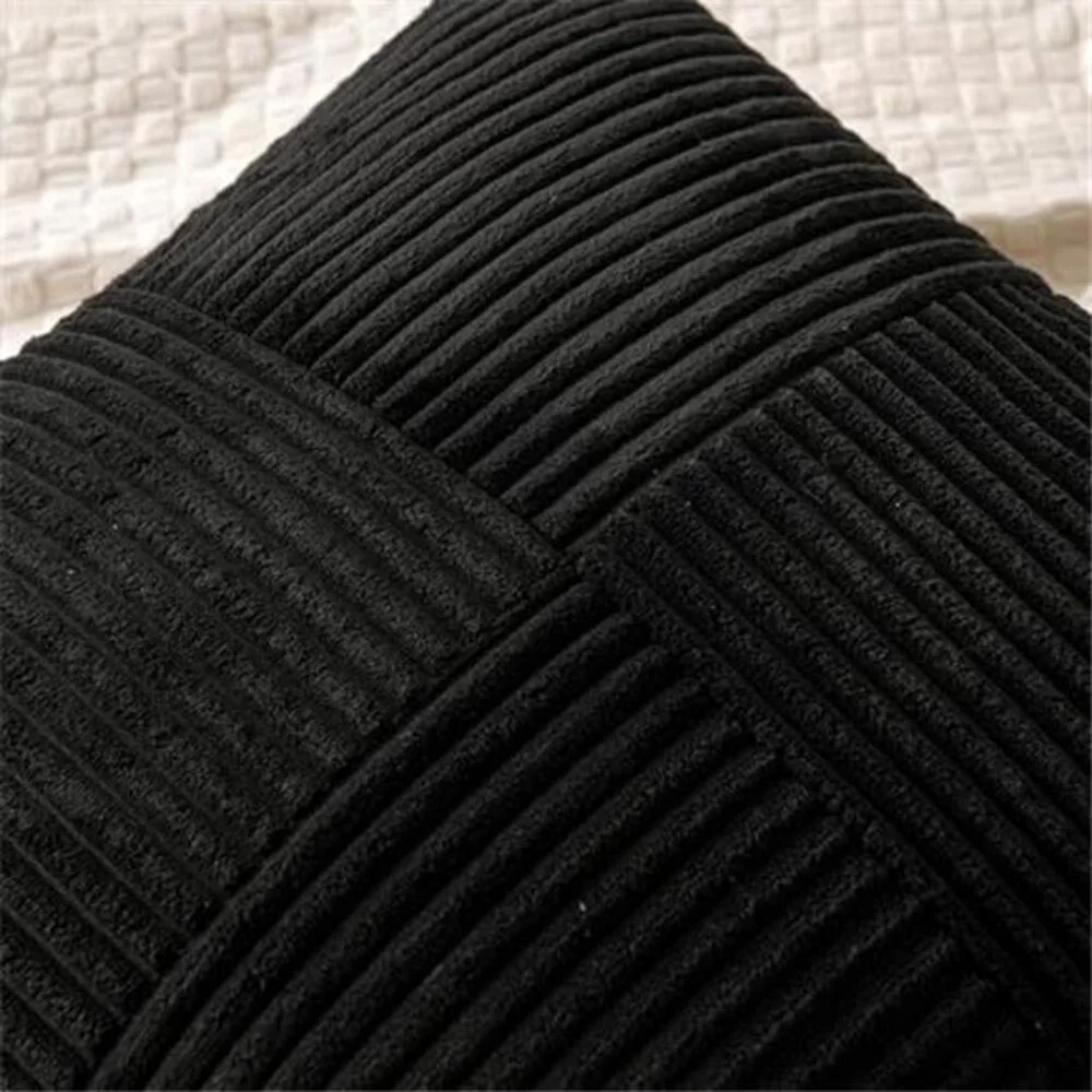 2 Black Decorative Throw Pillow Covers 18x18 Inch for Couch Bed Sofa Pack